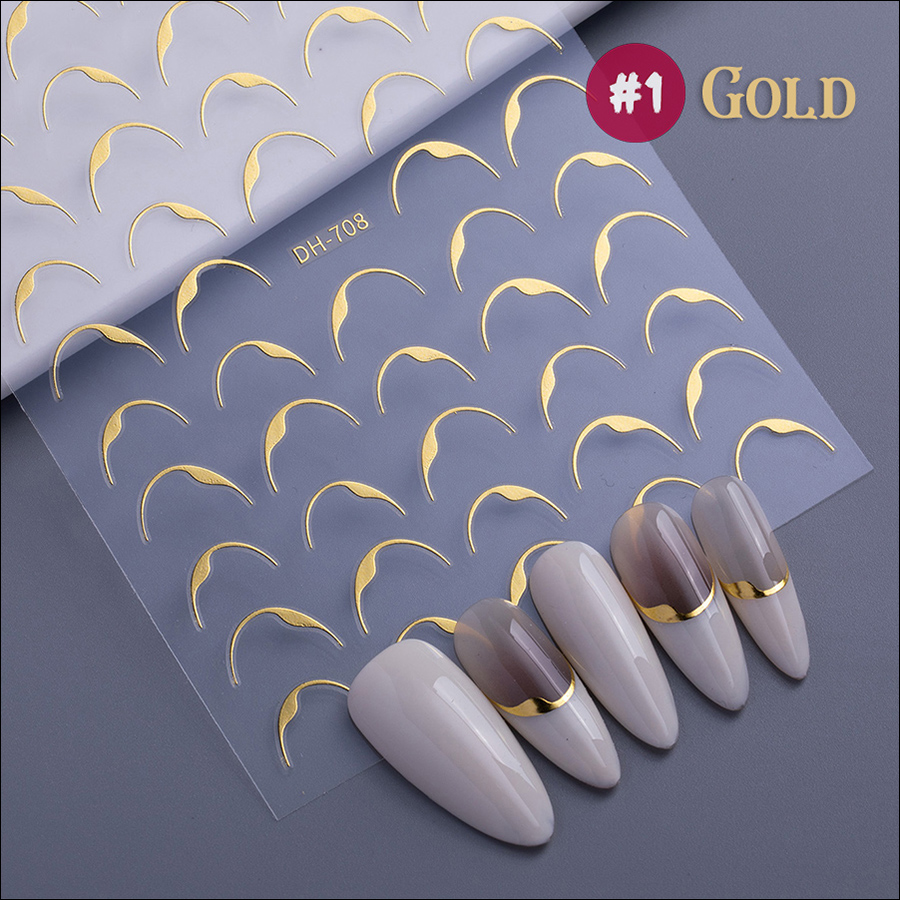 dh-708 hot stamped smile french nail stickers