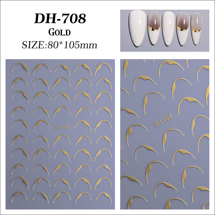 dh-708 hot stamped smile french nail stickers