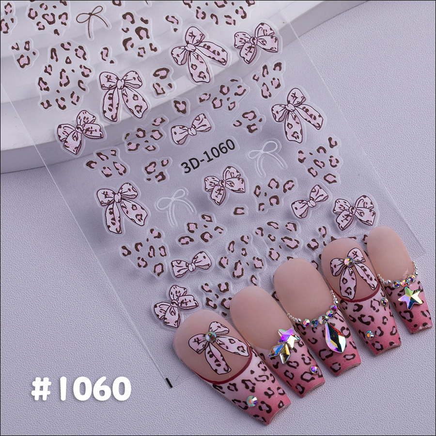 3d-1060/1061 internet celebrity instagram style leopard print bow nail sticker