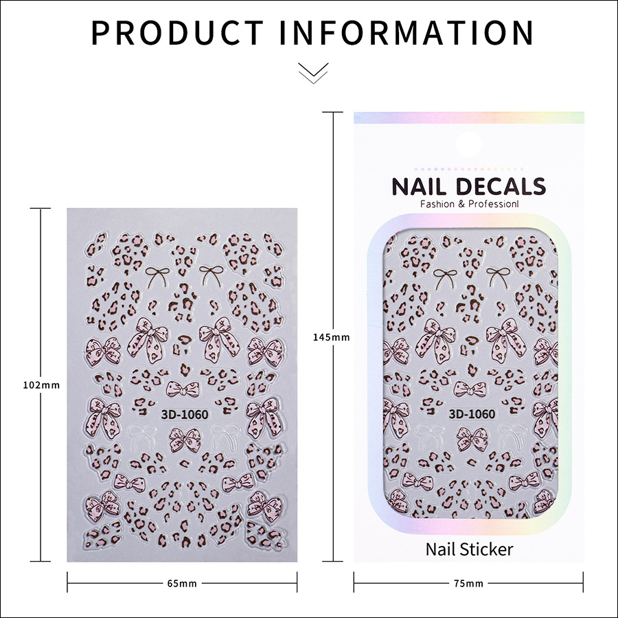 3d-1060/1061 internet celebrity instagram style leopard print bow nail sticker