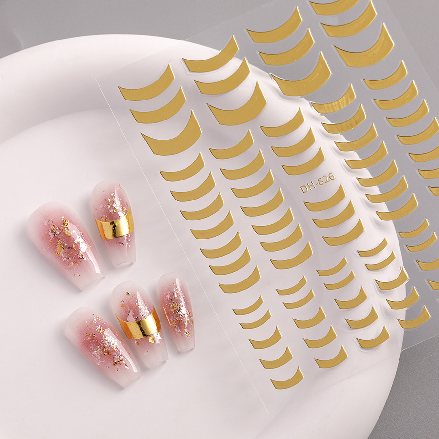 dh-825/826 烫金烫银法式美甲贴纸