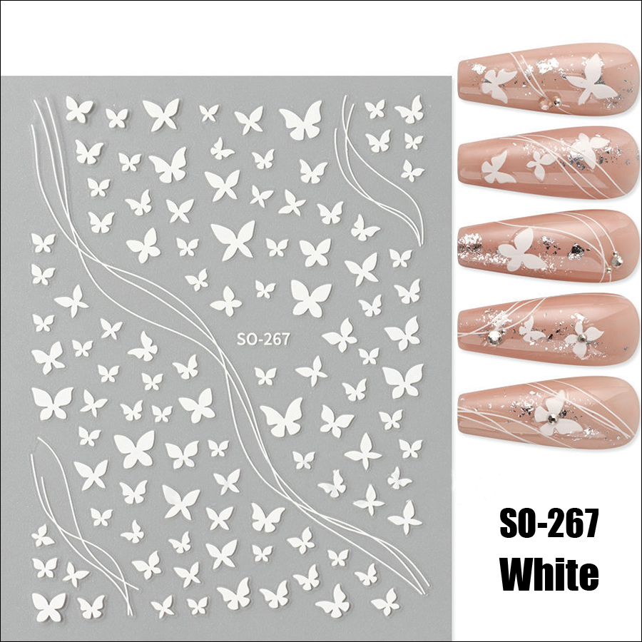 so-232-272 ins black floral diamond gold silver glitter nail sticker