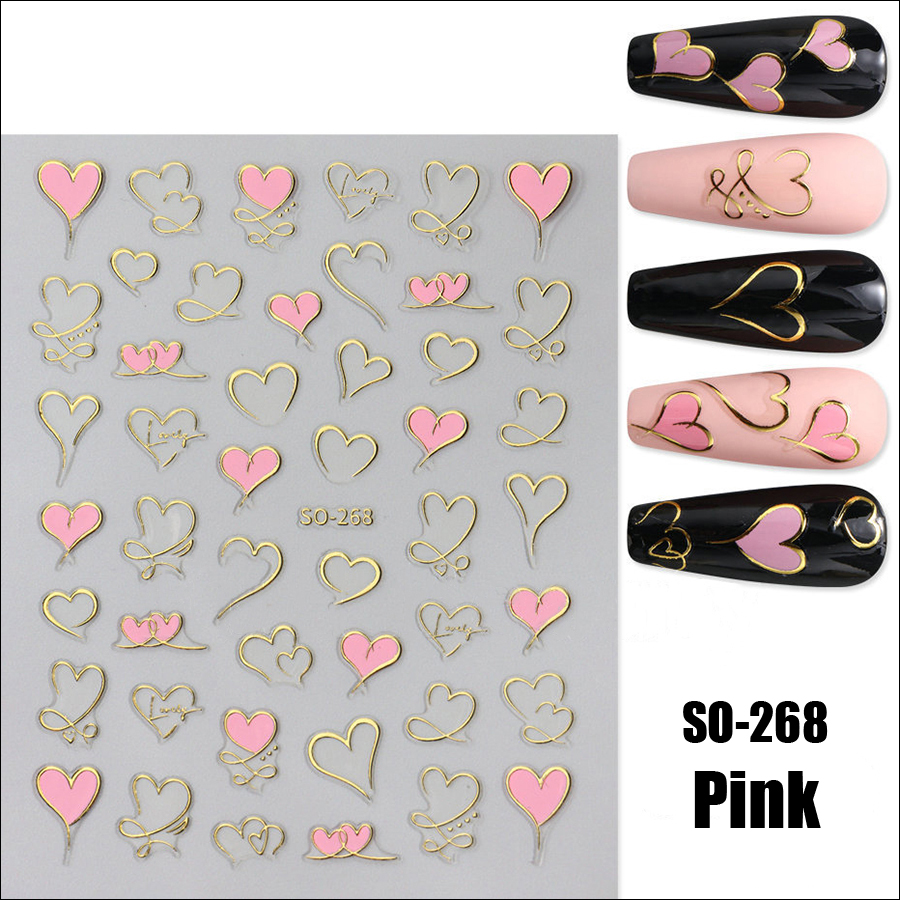 so-232-272 ins black floral diamond gold silver glitter nail sticker