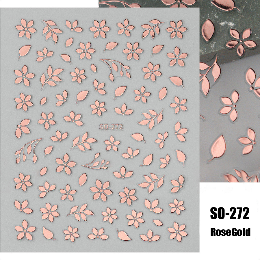 so-232-272 ins black floral diamond gold silver glitter nail sticker