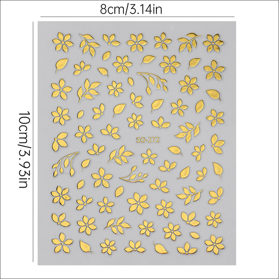 so-232-272 ins black floral diamond gold silver glitter nail sticker