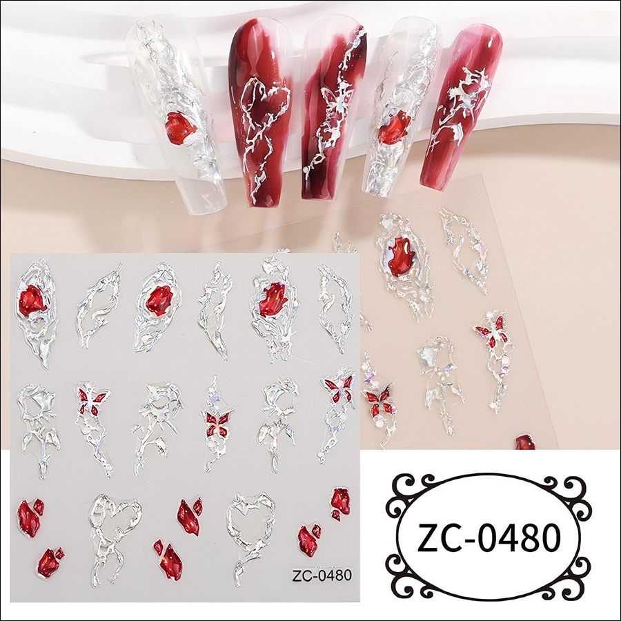 rj-0050-0482 5d gemstone crystal nail stickers