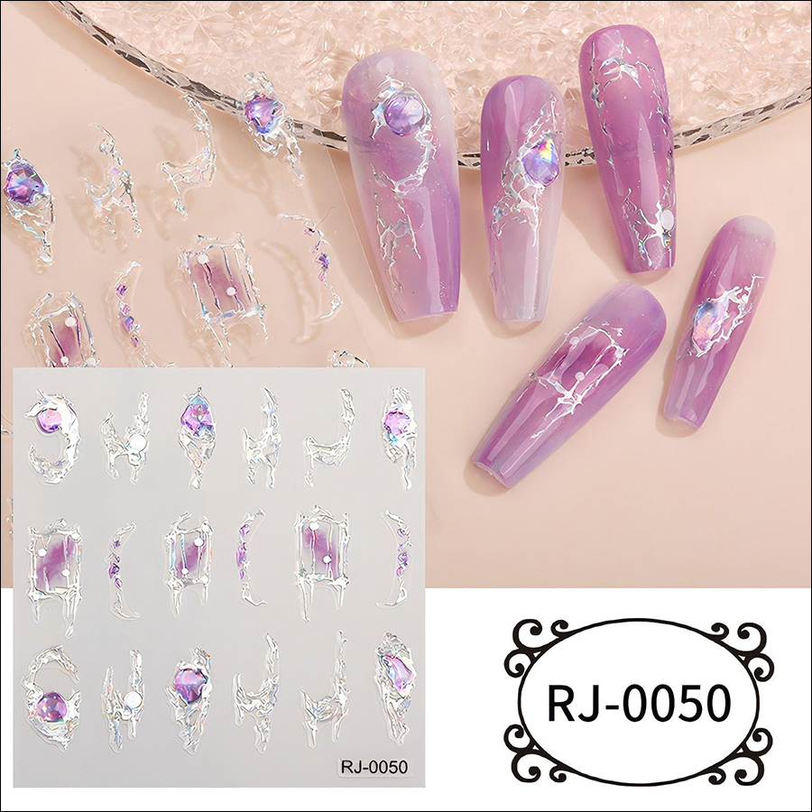 rj-0050-0482 5d gemstone crystal nail stickers