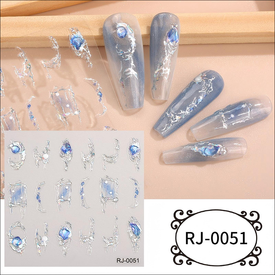 rj-0050-0482 5d gemstone crystal nail stickers