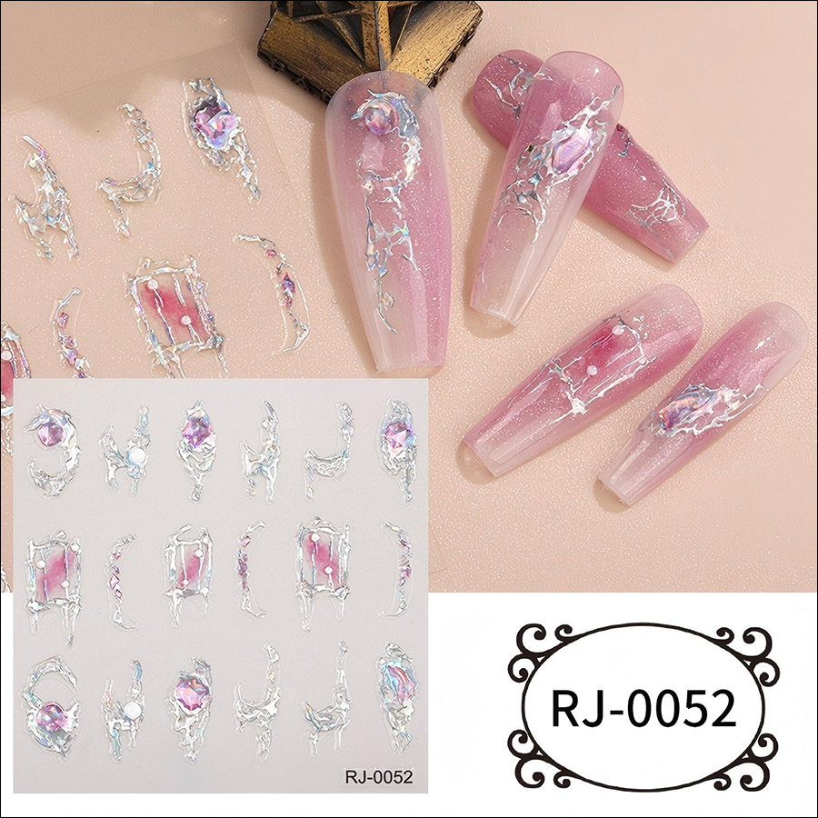 rj-0050-0482 5d gemstone crystal nail stickers