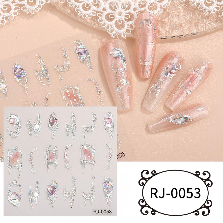 rj-0050-0482 5d gemstone crystal nail stickers