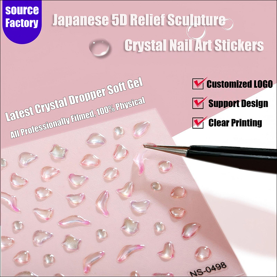 zc-0358-0373 5d soft rubber relief nail stickers