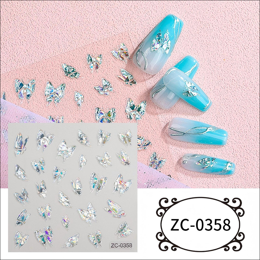 zc-0358-0373 5d soft rubber relief nail stickers