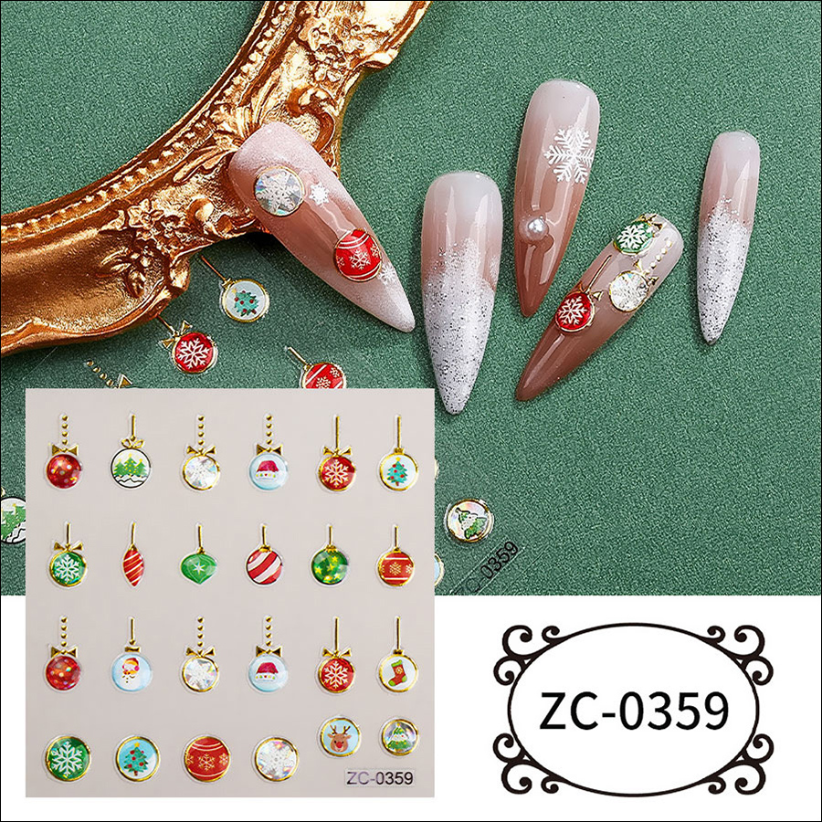 zc-0358-0373 5d soft rubber relief nail stickers