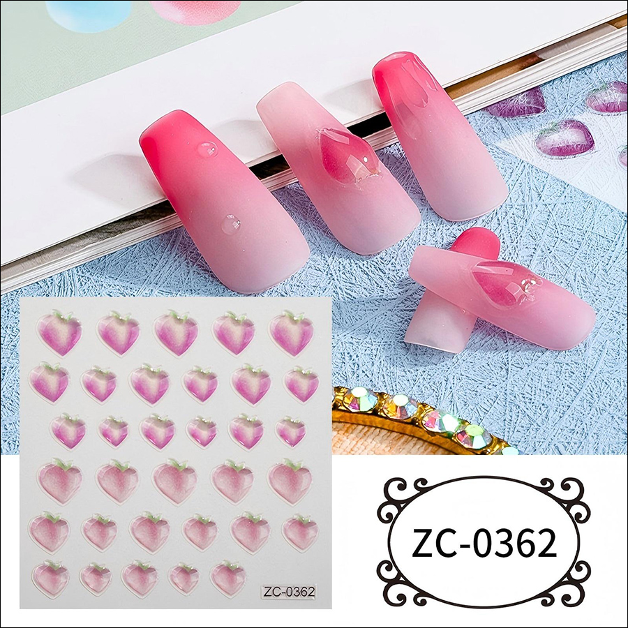 zc-0358-0373 5d soft rubber relief nail stickers