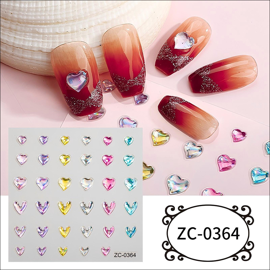 zc-0358-0373 5d soft rubber relief nail stickers