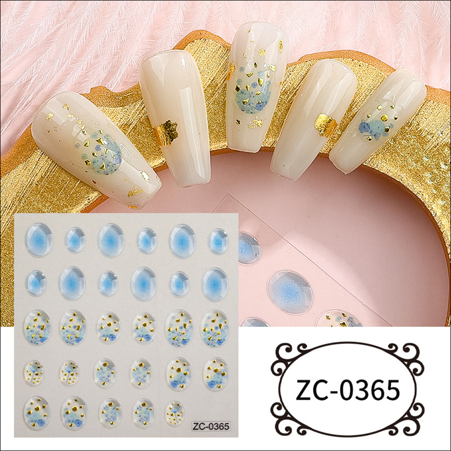 zc-0358-0373 5d soft rubber relief nail stickers