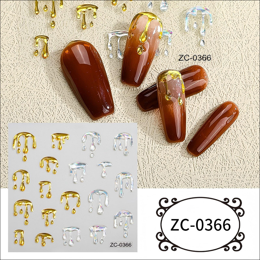 zc-0358-0373 5d soft rubber relief nail stickers