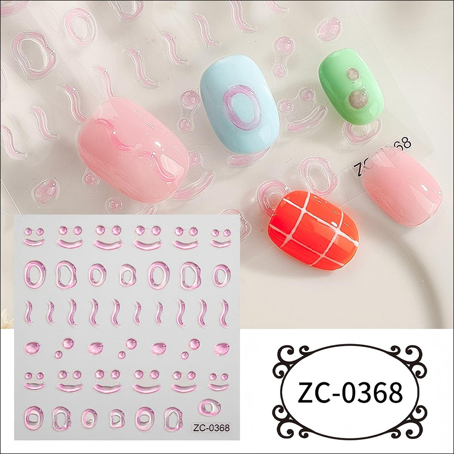 zc-0358-0373 5d soft rubber relief nail stickers