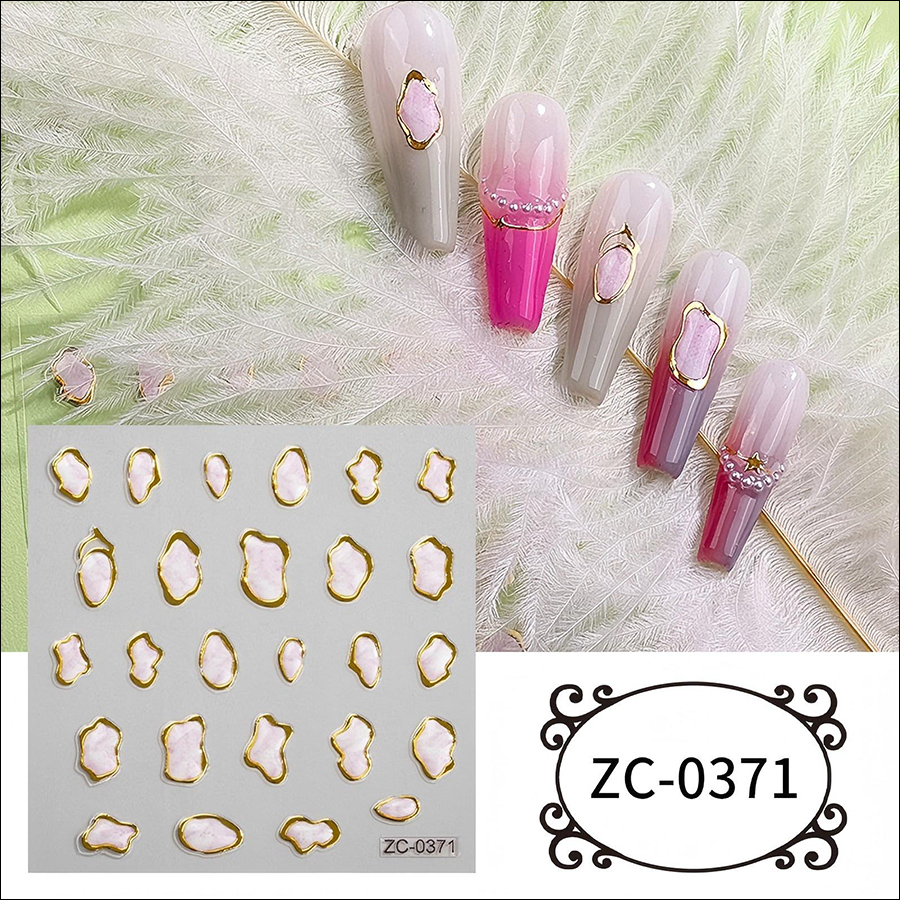 zc-0358-0373 5d soft rubber relief nail stickers