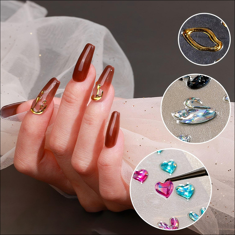 zc-0358-0373 5d soft rubber relief nail stickers