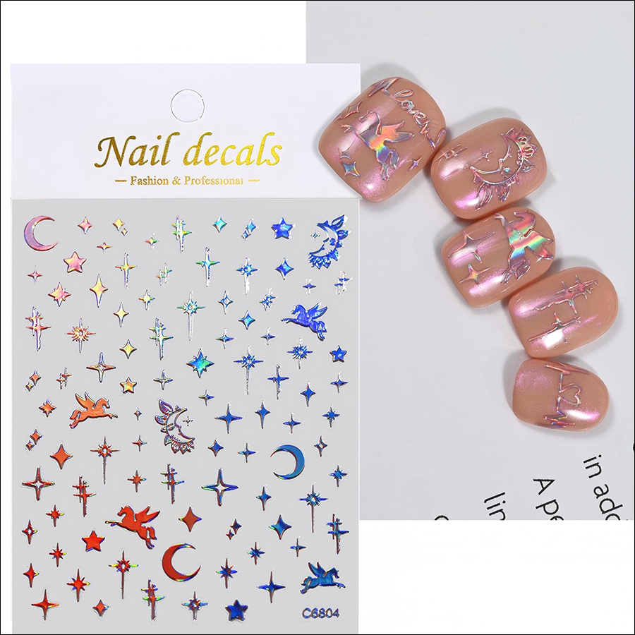 c6801-6806 aurora colorful love nail sticker