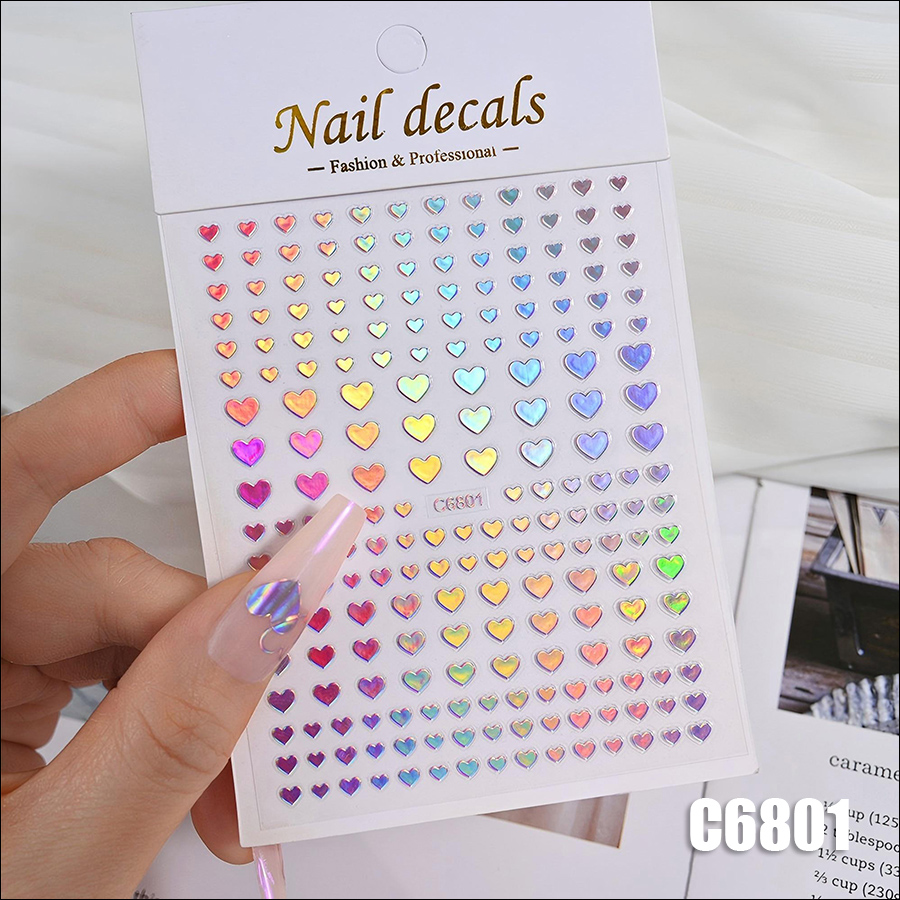 c6801-6806 aurora colorful love nail sticker