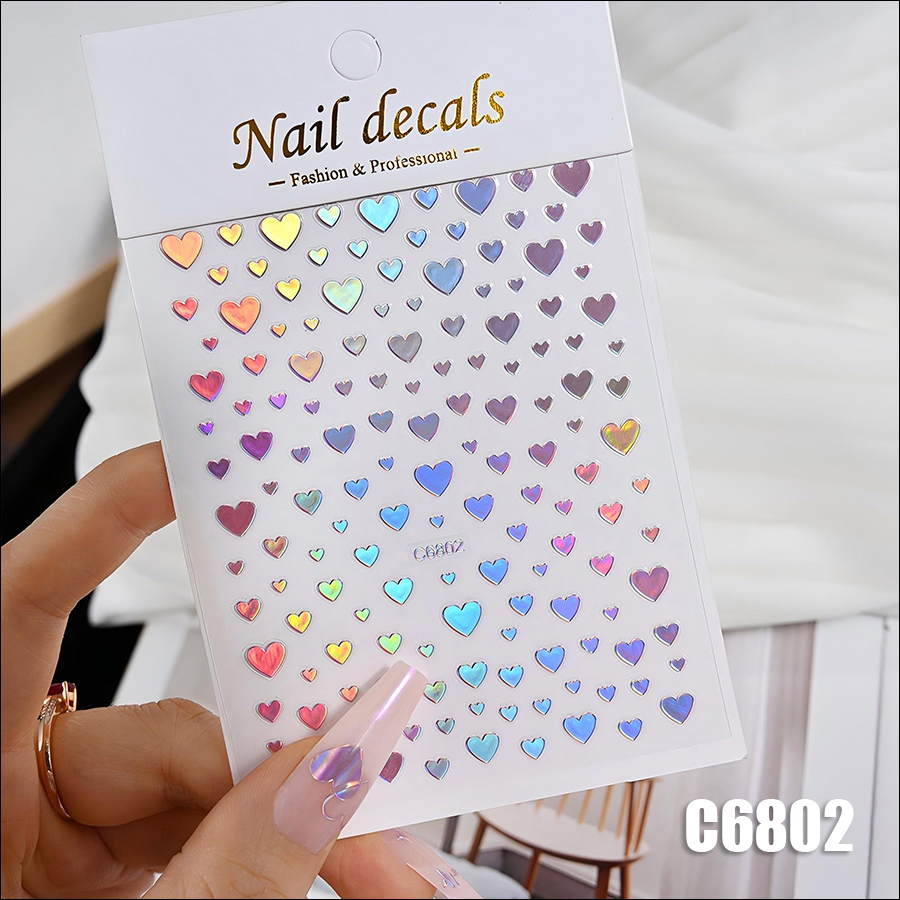 c6801-6806 aurora colorful love nail sticker