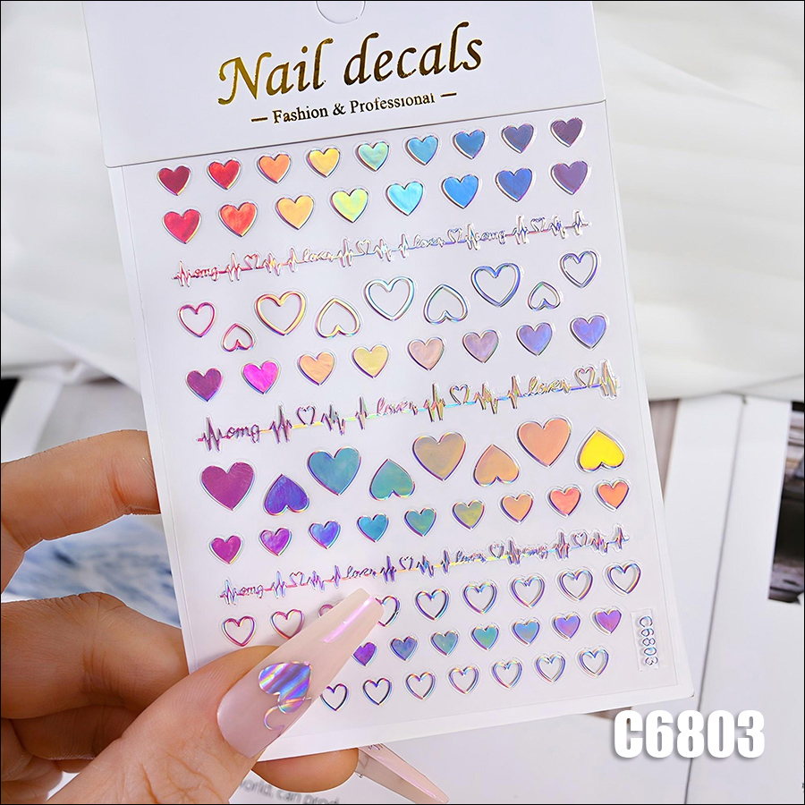 c6801-6806 aurora colorful love nail sticker