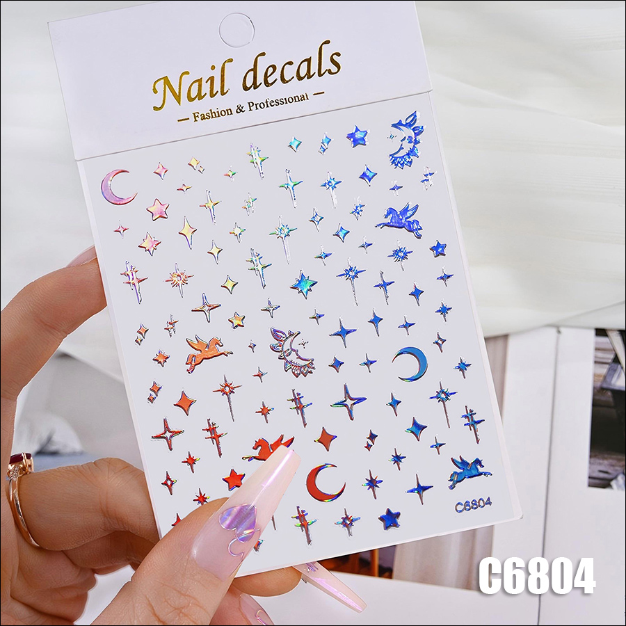 c6801-6806 aurora colorful love nail sticker