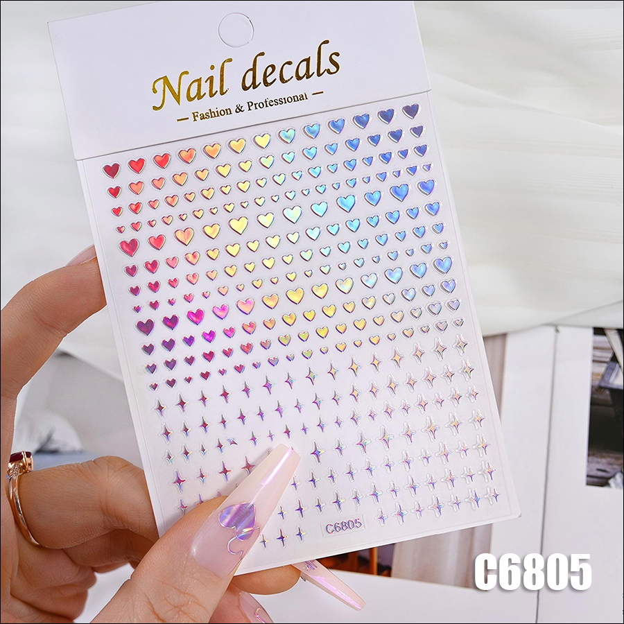 c6801-6806 aurora colorful love nail sticker