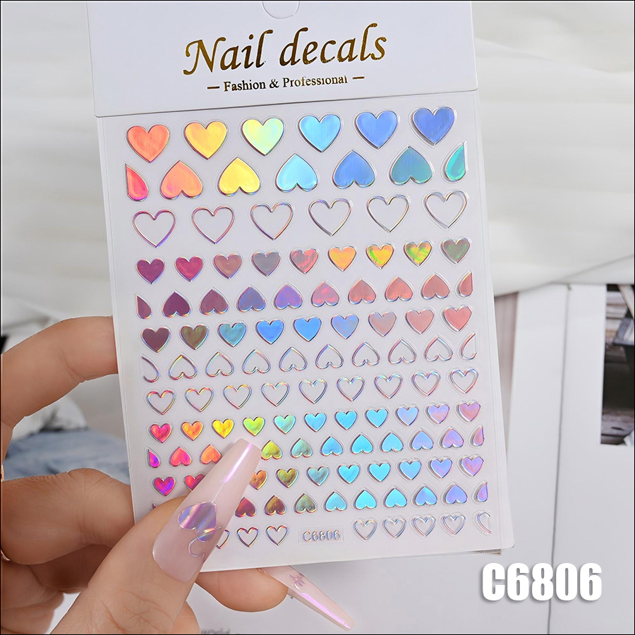 c6801-6806 aurora colorful love nail sticker