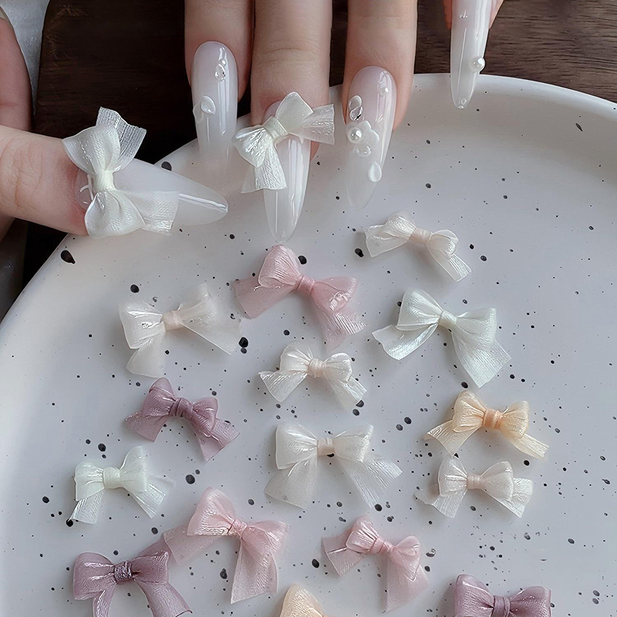 d302 美甲蕾丝蝴蝶结饰品