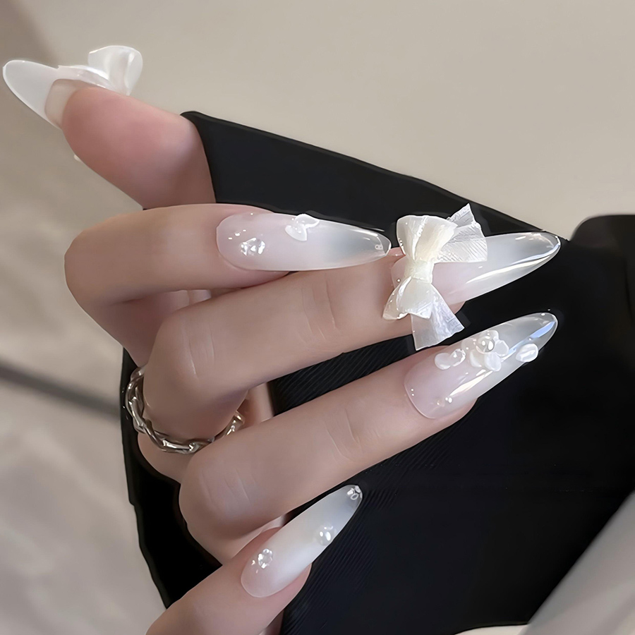 d302 美甲蕾丝蝴蝶结饰品