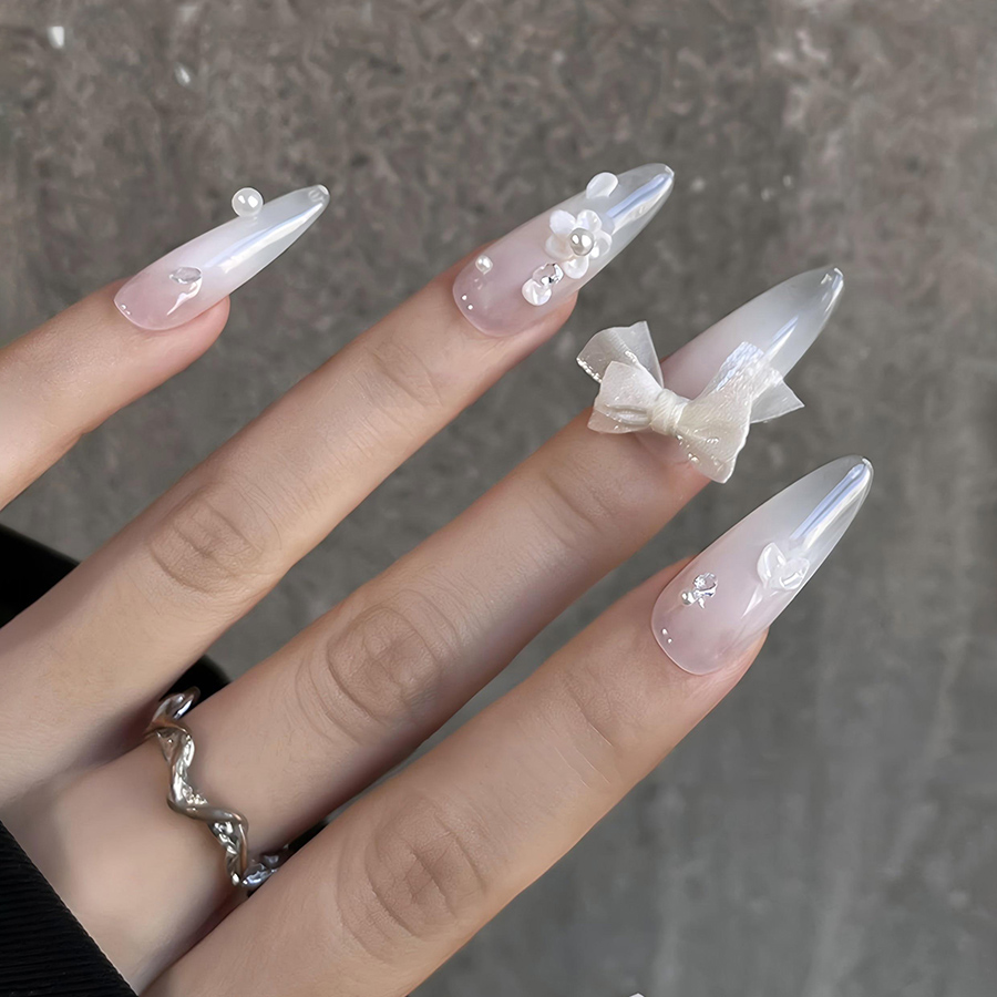 d302 美甲蕾丝蝴蝶结饰品