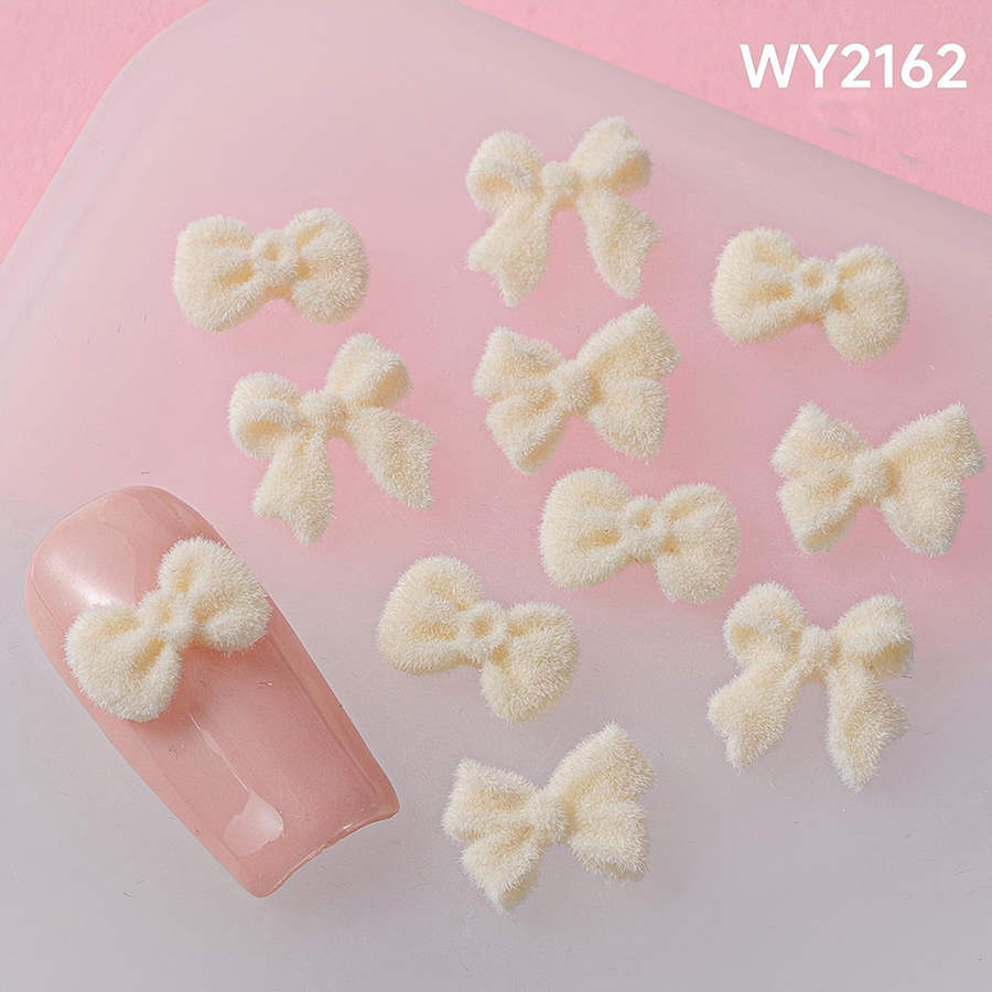 d303 秋冬美拉德植绒蝴蝶结美甲饰品