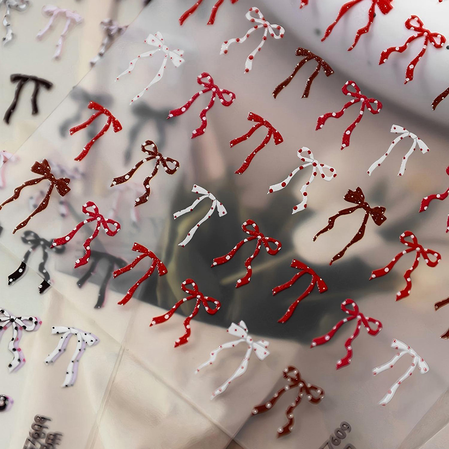 yt7608-614 平面波点蝴蝶结美甲贴纸