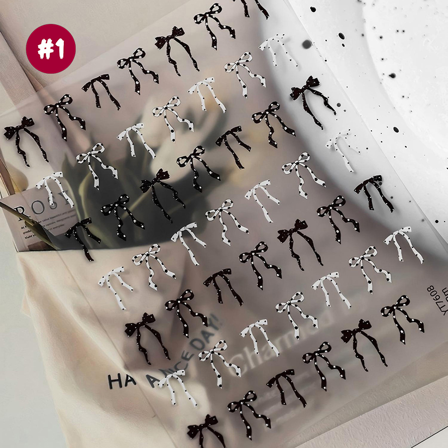 yt7608-614 平面波点蝴蝶结美甲贴纸