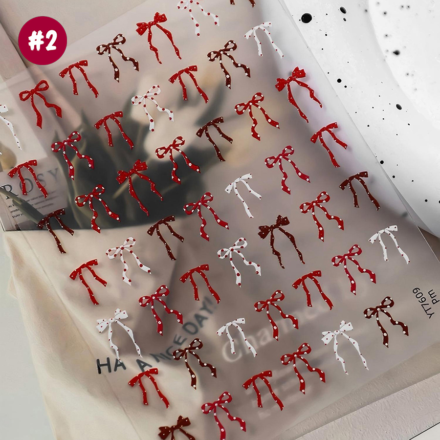 yt7608-614 平面波点蝴蝶结美甲贴纸