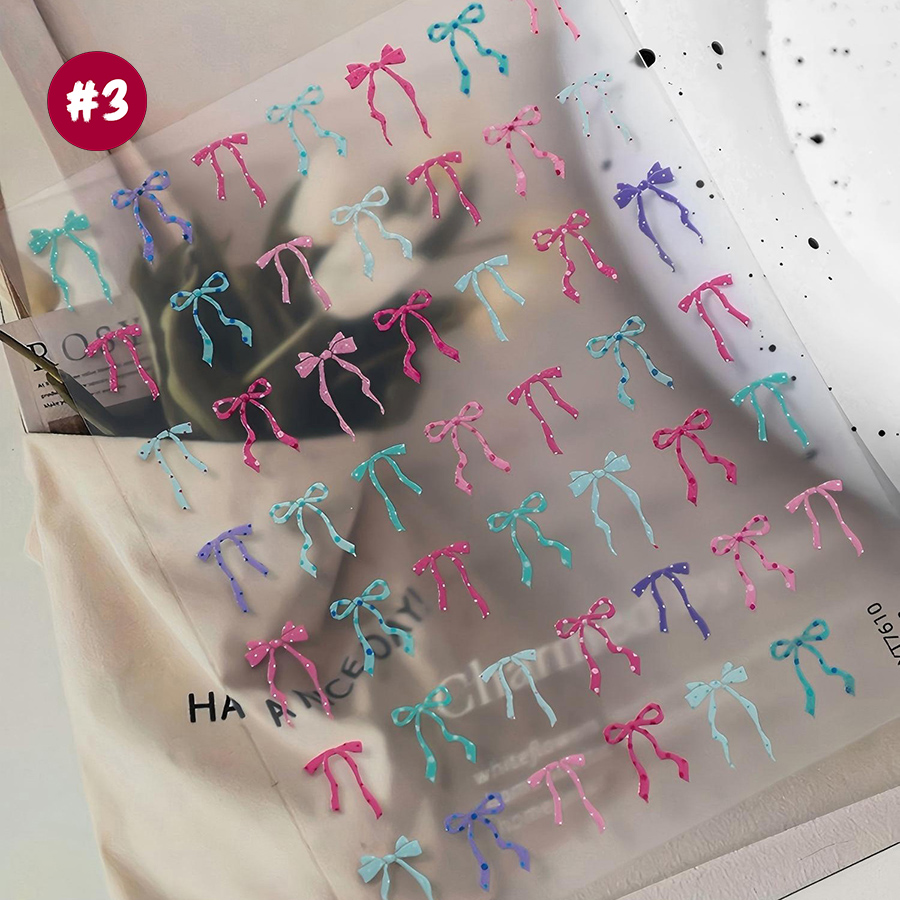 yt7608-614 平面波点蝴蝶结美甲贴纸