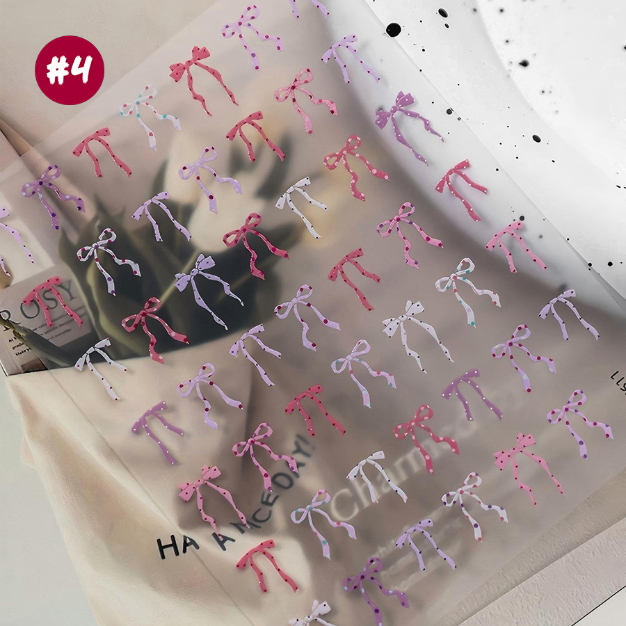 yt7608-614 平面波点蝴蝶结美甲贴纸