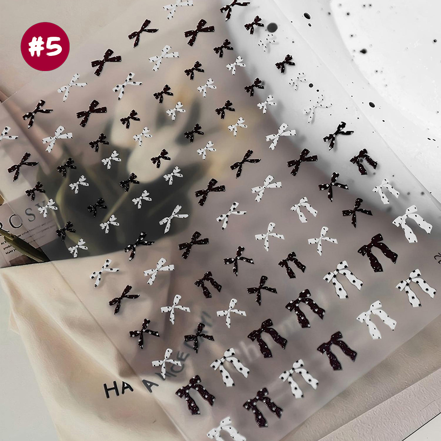 yt7608-614 平面波点蝴蝶结美甲贴纸