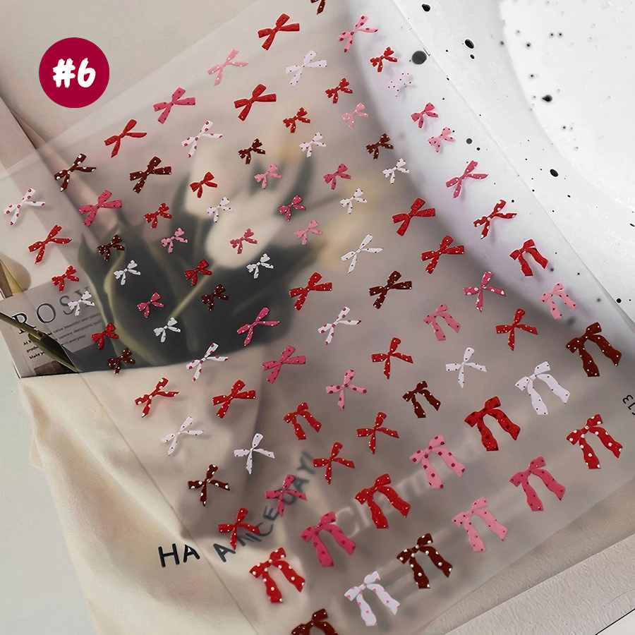 yt7608-614 平面波点蝴蝶结美甲贴纸