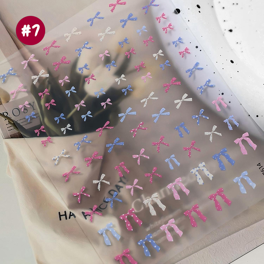 yt7608-614 平面波点蝴蝶结美甲贴纸