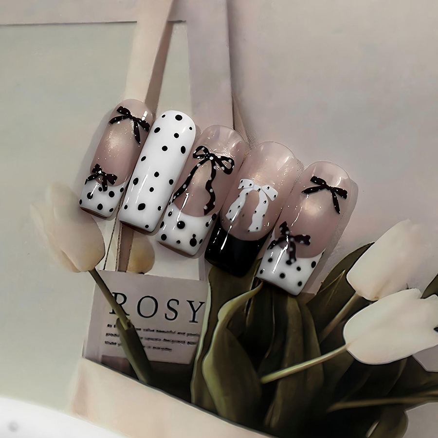 yt7608-614 平面波点蝴蝶结美甲贴纸