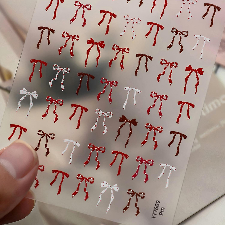 yt7608-614 平面波点蝴蝶结美甲贴纸