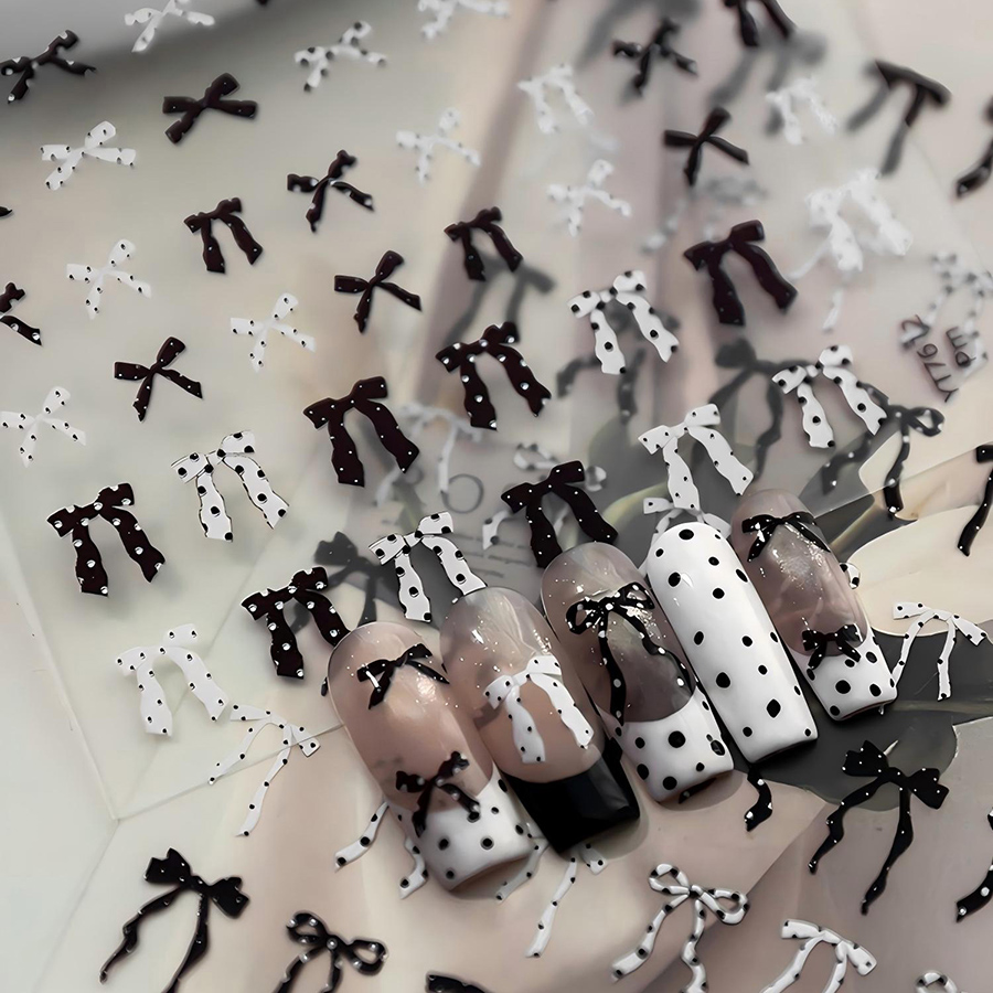 yt7608-614 平面波点蝴蝶结美甲贴纸