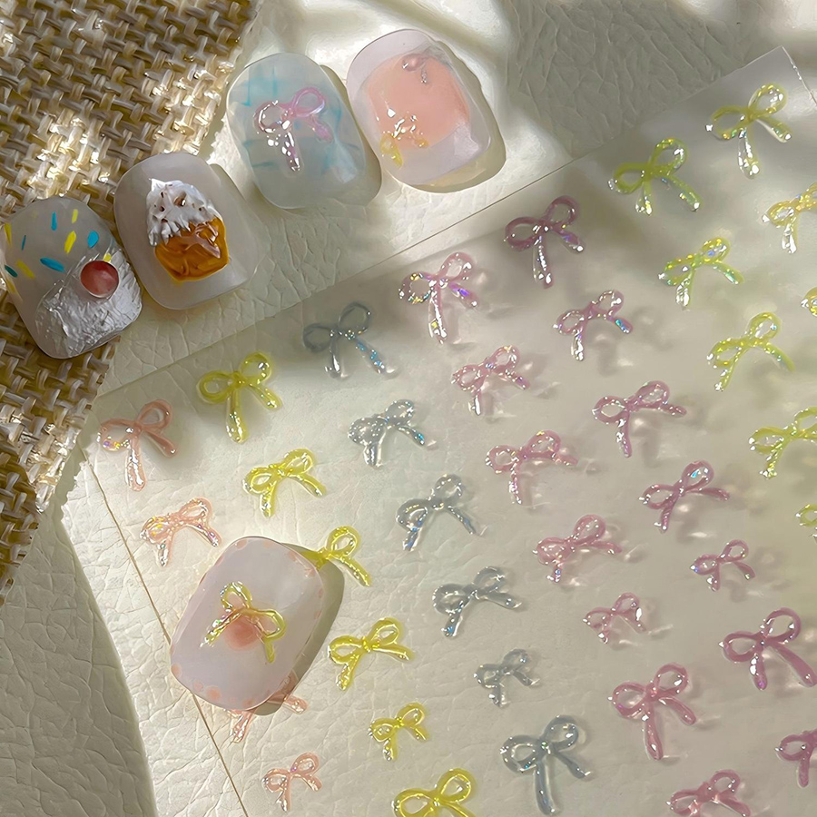 yt7391 晶透果冻幻彩立体浮雕蝴蝶贴纸