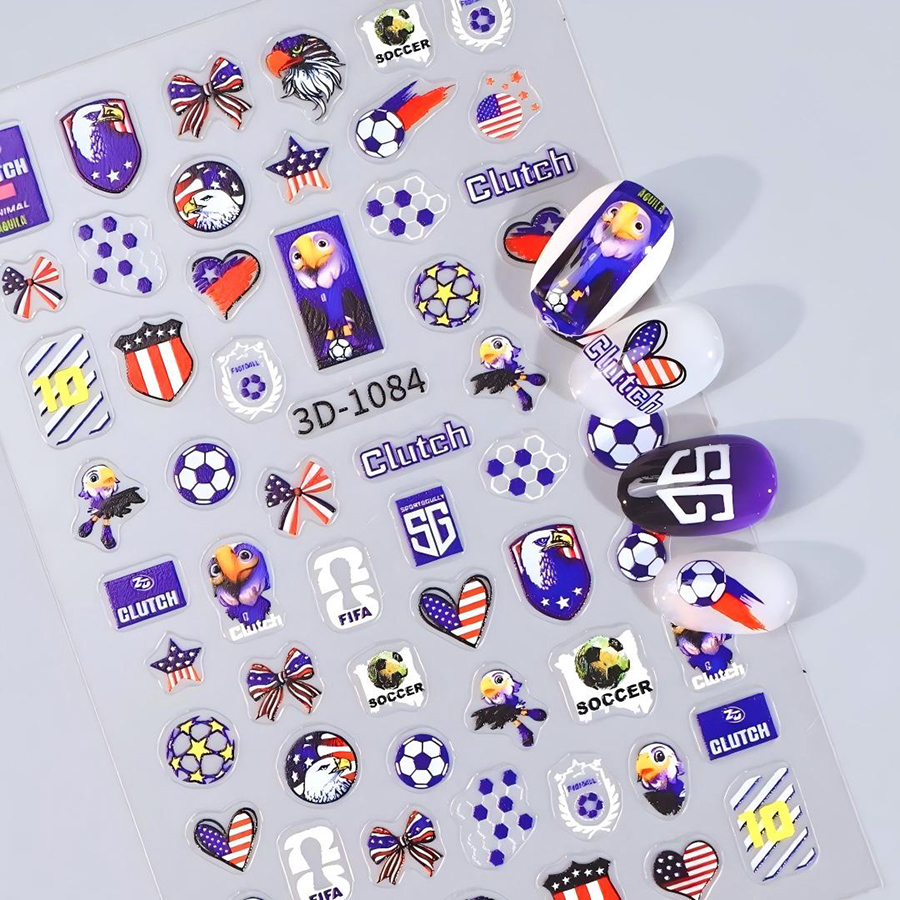 3d-1084-1089 美加墨世界杯指甲贴纸