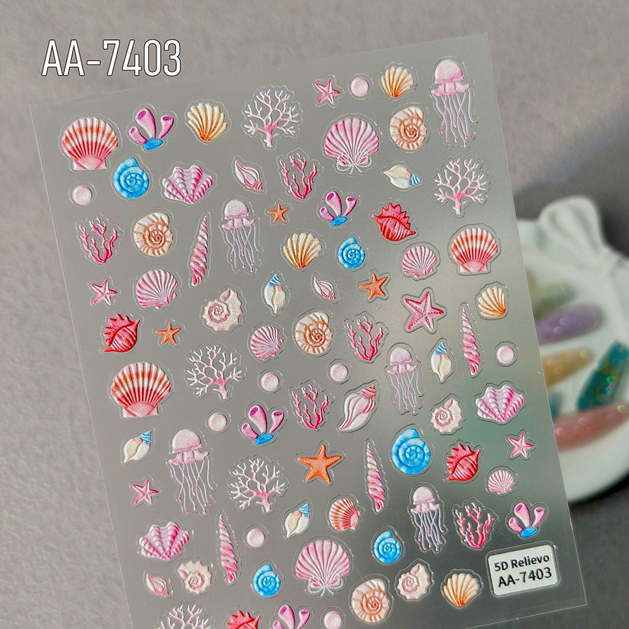 aa-7403-7406 夏日海洋风浮雕贴纸