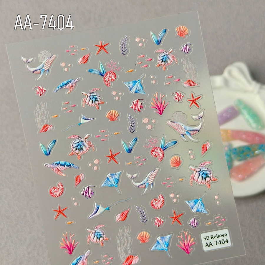 aa-7403-7406 夏日海洋风浮雕贴纸